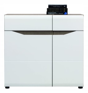Komoda LIONEL 90cm LI-2 biały połysk/sonoma truflowa
