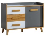 Komoda  WERSO W6 DOLMAR dąb riviera/biały brylantowy, antracyt 