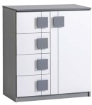 Komoda GUMI G3 DOLMAR biały brylantowy/ antracyt 