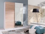 Szafa przesuwana 150 BATUMI 5 biały/dąb sonoma+lustro