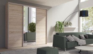 Szafa przesuwna 277 GRANDE dąb sonoma+lustro