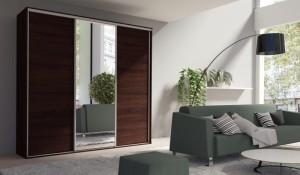 Szafa przesuwna 277 GRANDE dąb sonoma czekolada +lustro 