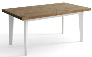 Stół rozkładany SKANDYNAWIA  160x90+50 blat dąb lancelot / nogi białe