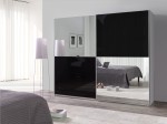 Szafa przesuwna 244 LUX 26 biały/ czarny połysk/lustra
