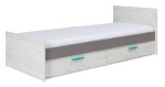 Łóżko z szufladami REST 80x200 R05 dąb craft biały / popiel 