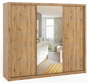 Szafa przesuwna BONO 250 dąb artisan + lustro