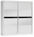 Szafa przesuwna BATUMI 203  biały/czarne szkło + lustro 