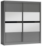 Szafa przesuwna BATUMI 203  grafit / czarne szkło + lustro 