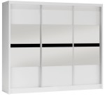 Szafa przesuwna BATUMI  250cm  biały/czarne szkło + lustro  