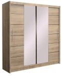 Szafa przesuwna  LIZBONA II 203 dąb sonoma + lustro dymione