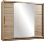 Szafa przesuwna  LIZBONA II 250 dąb sonoma + lustro dymione 