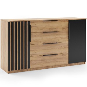 Komoda z lamelami SORENTO III 160cm craft złoty/ czarny