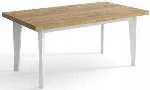 Stół rozkładany SKANDYNAWIA  120x80+40  blat dąb craft złoty/ nogi białe 