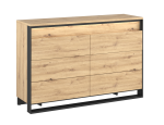 Komoda z szufladami 130cm QUANT QS-4  dąb artisan + czarny    
