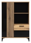 Komoda/regał LIVEO ARIS05 88,5cm dąb evoke + czarny  