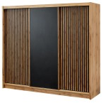 Szafa przesuwna z lamelami LONDON 250  DĄB WOTAN/CZARNY