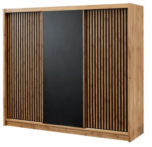 Szafa przesuwna z lamelami LONDON 250  DĄB WOTAN/CZARNY