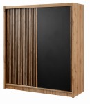 Szafa przesuwna z lamelami LONDON 203 DĄB WOTAN/CZARNY