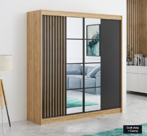 Szafa przesuwna z lamelami ROCCO 203 craft złoty/czarny