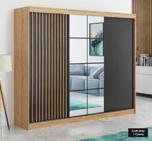 Szafa przesuwna z lamelami ROCCO 250 craft złoty/czarny 