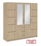 Szafa otwierana z szufladami BALI D4 196  dąb sonoma + lustro 