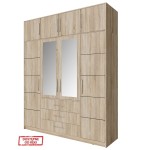 Szafa otwierana BALI D4 z nadstawką 196cm  dąb sonoma + lustro  
