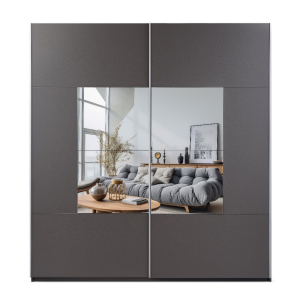 Szafa przesuwna BOSTON 203x215x65 grafit z lustrem 