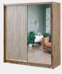 Szafa przesuwna z lamelami i lustrem LONDON 203 L DĄB WOTAN/BIAŁY/LUSTRO  