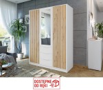 Szafa otwierana z lustrem i lamelami  150cm BALI LUX D3 biały/ lustro 