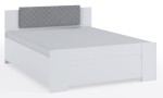 Łóżko BONO 160 z pojemnikiem na pościel i tapicerowanym zagłówkiem biały/ popiel