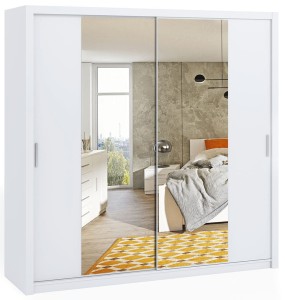 Szafa przesuwna z lustrem  BONO 220 biały